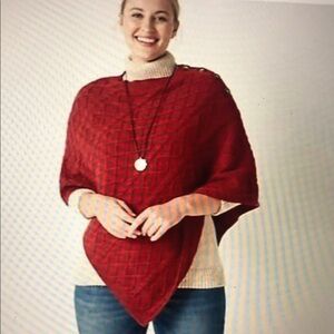 J. Jill Cozy Cable-knit Asymmetric Poncho S-L
Burgundy Red